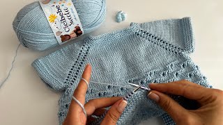 1 YUMAKTAN 1 BEBEK YELEĞİ💙YAPIMI ÇOK KOLAY YAKADAN BAŞLAMA YELEK MODELİ💙babyknitting crochet [upl. by Bonine]