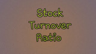 Ratio analysis Stock Turnover Ratio Explain in Tamil [upl. by Boggers]