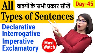 Type of sentences  Types of Sentences in English Grammar  EC Day45 [upl. by Orravan457]