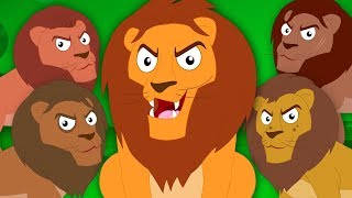 Five Big Lions  Kindergarten Nursery Rhymes For Babies [upl. by Klecka]