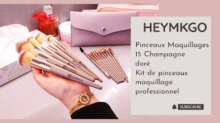 Kit de Pinceaux Maquillage Champagne Doré  Pour fond de teint poudre blush pas cher HEYMKGO [upl. by Samford188]