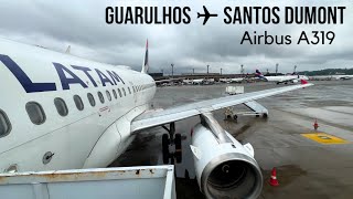 Chuva na saída LATAM Airbus A319 São Paulo GRU ✈ Santos Dumont SDU [upl. by Rima]