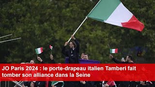 JO Paris 2024  Le portedrapeau italien Tamberi fait tomber son alliance dans la Seine [upl. by Ayikat]