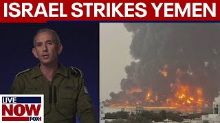 BREAKING Israel strikes Yemen after Houthis attack Tel Aviv  LiveNOW from FOX [upl. by Klein873]