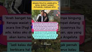 Reaksi Felicya Angelista Soal Surat Wasiat Immanuel Caesar Hito duniakontemporer shorts [upl. by Grekin]