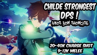 Childe Strongest DPS Amos Bow R1 Showcase  Genshin Impact [upl. by Faustena]