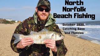 North Norfolk beach Fishing October 2020  Salthouse Beach  Bass And Flattie Fishing [upl. by Eillak]