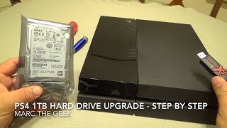 PS4 1 Terabyte Hard Drive Upgrade  Step by Step [upl. by Marka]