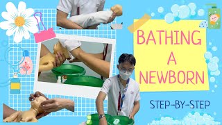 Bathing a Newborn Stepbystep [upl. by Nalyk]