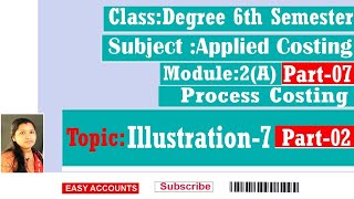 Degree 6th Sem Applied Costing  Module 2A Process Costing  Part 07  Easy Accounts [upl. by Rellia173]