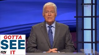 GOTTA SEE IT Alex Trebek Helps Ottawa Senators Select Tim Stutzle With Third Overall Pick [upl. by Katina]