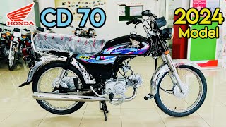 New Honda CD 70 2024 Model  Black Colour  Complete Review  Latest Price Specs amp Features [upl. by Neelrad]