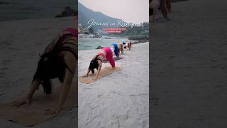 Yoga on the banks on ganga river is just magical with swaastikyogschool ytt rishikeshgangayoga [upl. by Lopes]