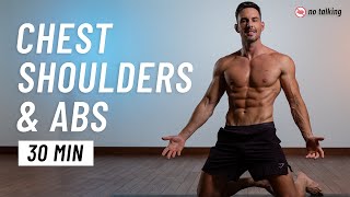 30 Min Upper Body Workout for Chest Shoulders amp Abs  At Home No Equipment [upl. by Kersten663]