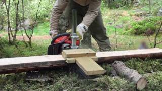 Cutting  Improvised Alaskan chainsaw mill [upl. by Kramal]