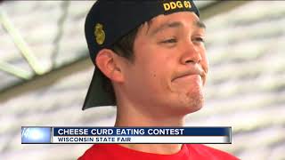 Joey Chestnut takes third place in Cheese CurdEating Championship at Wisconsin State Fair [upl. by Adena304]