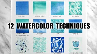 12 WATERCOLOR TECHNIQUES FOR BEGINNERS [upl. by Brenda]