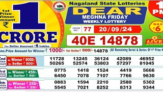 Nagaland lottery result today 1pm 20092024  morning Nagaland State Lottery Result Pdf [upl. by Ecaidnac]