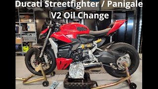 Ducati V2 Streetfighter and Panigale V2 Oil Change Procedure [upl. by Acinej]