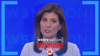 Nikki Haley Muslim ban not about a religionquot  NewsNation GOP Debate [upl. by Monahon]