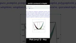 plot3d command in Maple How to plot functions of two variables maple math functions plot3d [upl. by Alrahs3]