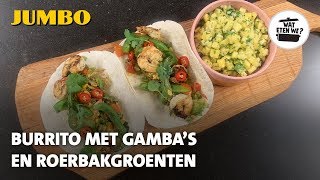 Wat eten we Burrito met gambas en roerbakgroenten [upl. by Aij]