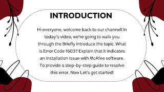 How to troubleshoot McAfee Error Code 1603 when the software installation fails [upl. by Onfroi606]