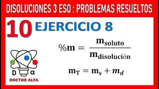 🔟CURSO DISOLUCIONES 3ESO Ejercicios Resueltos⚗️ EJ8 Añadimos a 500mL e agua 20g de azúcar [upl. by Idok]