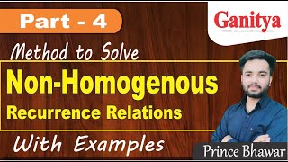 NON HOMOGENOUS RECCURENCE RELATIONS  Discrete Mathematics  BSc  Recurrence Relaions in discrete [upl. by Noeled]