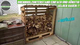 Brennholzlager  Brennholzunterstand EINFACH und GÜNSTIG selber bauen inkl befüllen  Niko TV [upl. by Lester]