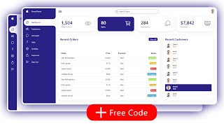 Complete Responsive Admin Dashboard  CodeFree Download  HTML CSS and JavaScript [upl. by Ulda]