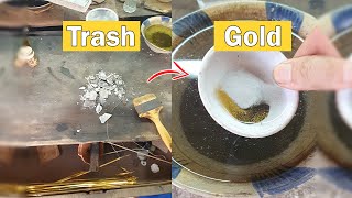 Gold recovery  Recover Gold From jeweller table trash [upl. by Ediva]