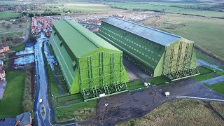 HD Aerial View Cardington Sheds Hangers Airship R101 Warner Brothers Batman Star Wars Airlander [upl. by Rene]