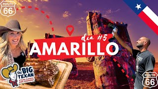 RUTA 66 🏜️ AMARILLO 🇺🇸 Día 5  El CADILLAC RANCH de Amarillo y la BIG TEXAN 72oz STEAK CHALLENGE🥩 [upl. by Isa]