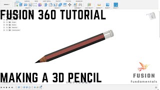 Fusion 360 tutorial Making a 3D pencil  practice exercise 9 [upl. by Johst339]