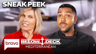 SNEAK PEEK Chef Jono Shillingford Feels The Pressure  Below Deck Mediterranean S9 E3  Bravo [upl. by Nylrem]