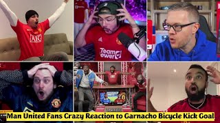 😂 Manchester United Fans Crazy Reaction to Alejandro Garnacho Bicycle Kick Goal vs Everton [upl. by Alaet]