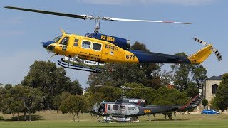 4 Firefighting Helicopters Refuelling Landsdale WA 9 Nov 19 [upl. by Bang688]