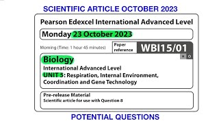 A level  Biology  unit 5  Edexcel  Scientific article  October  2023 [upl. by Nichy]