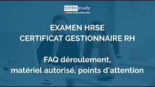 Examen HRSE Certificat Gestionnaire RH  FAQ déroulement matériel autorisé points dattention [upl. by Aurea852]