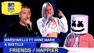 Marshmello Ft AnneMarie amp Bastille  FRIENDS  HAPPIER  2018 MTV EMA Live Performance [upl. by Blakely301]