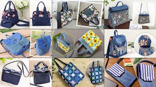 9 DIY Denim and Printed Fabric Bags  Old Jeans Ideas  Compilation  Upcycle Crafts  Bag Tutorial [upl. by Berkman]