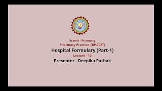 Pharmacy Practice  Hospital Formulary Part1 AKTU Digital Education [upl. by Dleifyar]