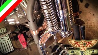 Assemblaggio della forcella springer Harley Davidson tutorial  ep3p2 Roma Custom Bike [upl. by Keithley]