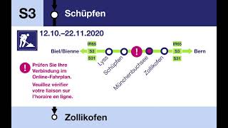 BLS Ansagen  S3 BielBienne – Lyss – Zollikofen ohne Halt in Münchenbuchsee [upl. by Delija484]