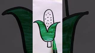 How to Draw Corn 🌽 for Kids  Step by Step shorts drawing [upl. by Kaycee]