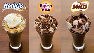 3 EASY MALT MILKSHAKE RECIPE l Horlicks MilkShake l Bournvita MilkShake l Milo MilkShake [upl. by Tayyebeb]