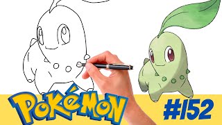 Cómo dibujar CHIKORITA POKEMON 152  FÁCIL  Generación 2 [upl. by Nerraf]