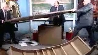 TV guests destroy studio in onair brawl [upl. by Ackler366]