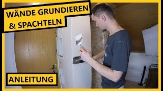 Rigipswand Grundieren amp Spachteln  So gehts│Einbauregal bauen│Teil 4 [upl. by Crowns989]